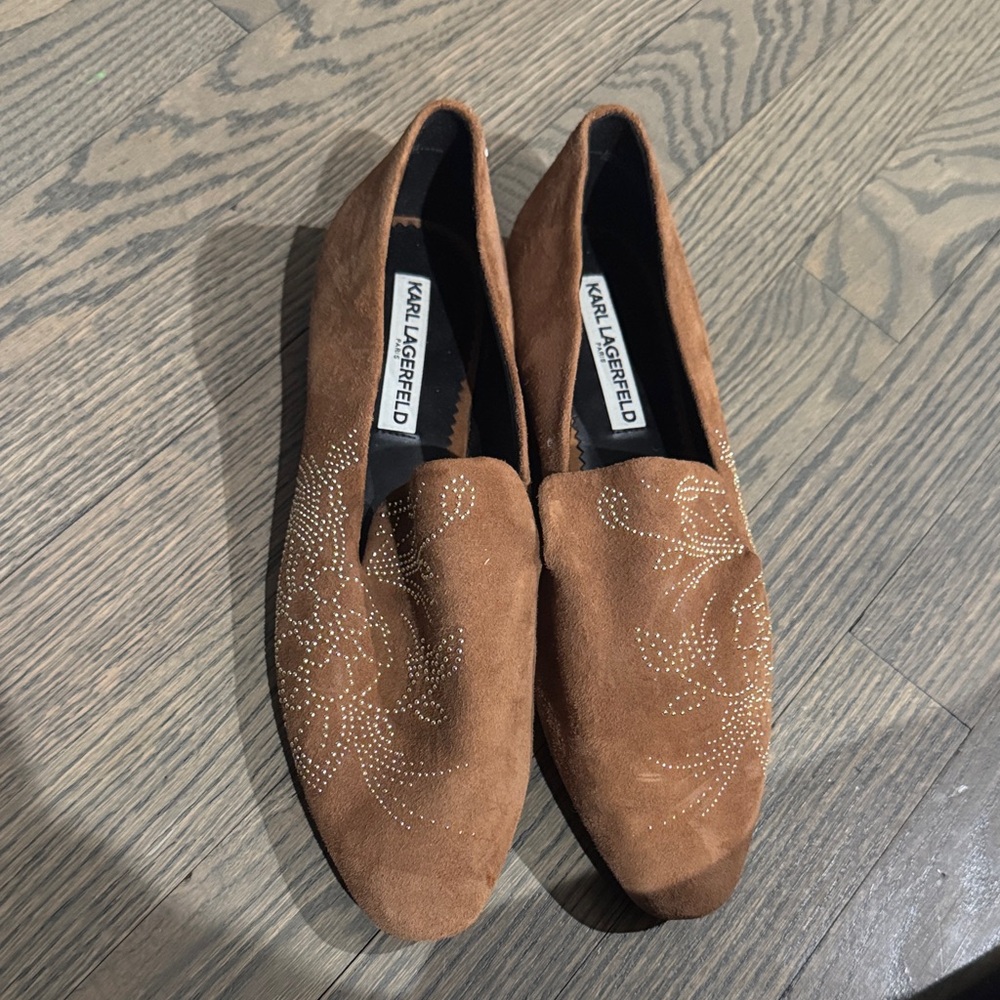 Karl Lagerfeld Brown Suede Loafers